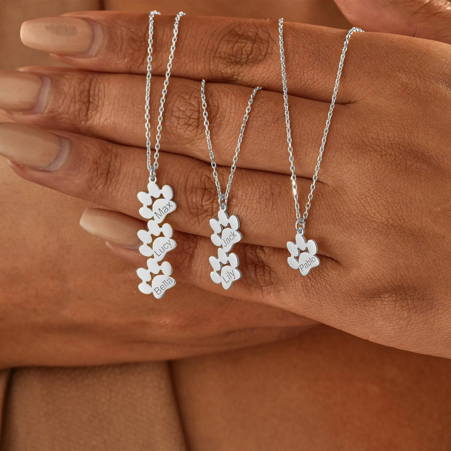 Personalised Paw Name Necklace