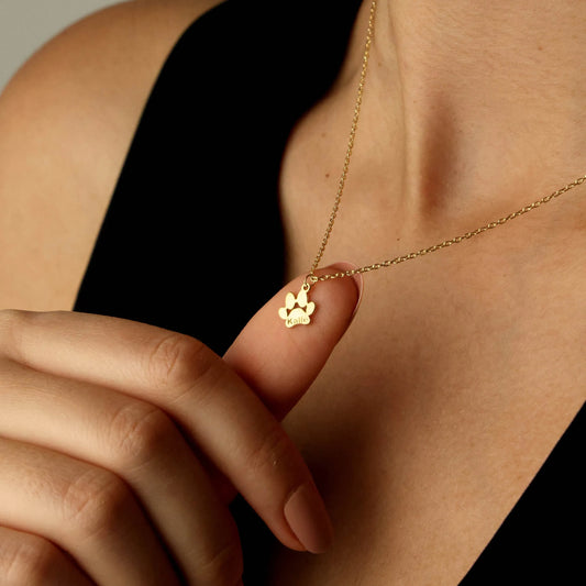 Personalised Paw Name Necklace