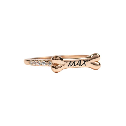 Personalised Dog Bone Name Ring