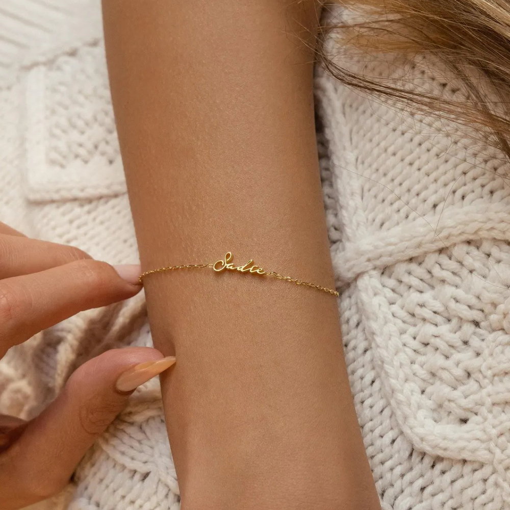 Custom Tiny Script Name Bracelet
