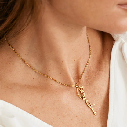 Personalised Birth Flower Name Necklace